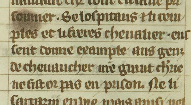 « Si l'Hôpital et le Temple et les frères chevaliers eussent donné exemple aux gens de chevaucher, notre grande chevalerie ne serait pas en prison. » - Philippe de Nanteuil - BN FR 22495 folio 283r