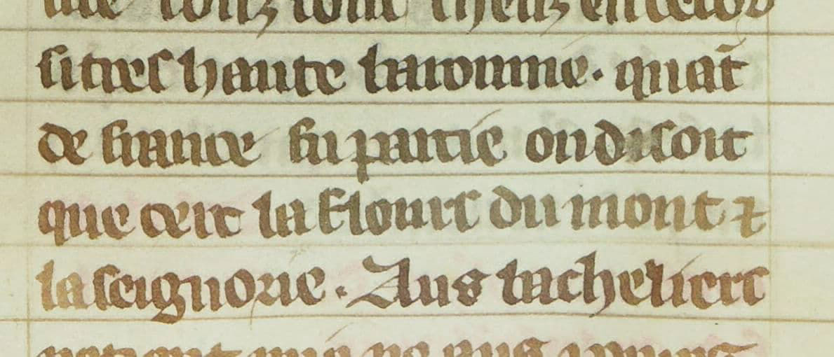 « Une si haute baronnie ! Quand de France fut partie, on disait que c'était la fleur du monde en seigneurie. » anonyme - BN FR 22495 folio 283v