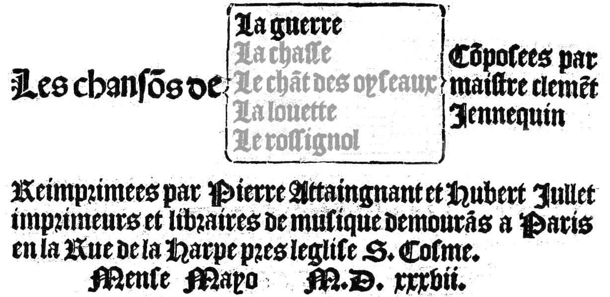 Première de couverture de l'édition 1537 de Pierre Attaingnant #Terressens