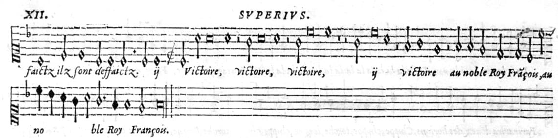 Final de la première voix page 12 dans l'édition 1551 de François Duchemin #Terressens