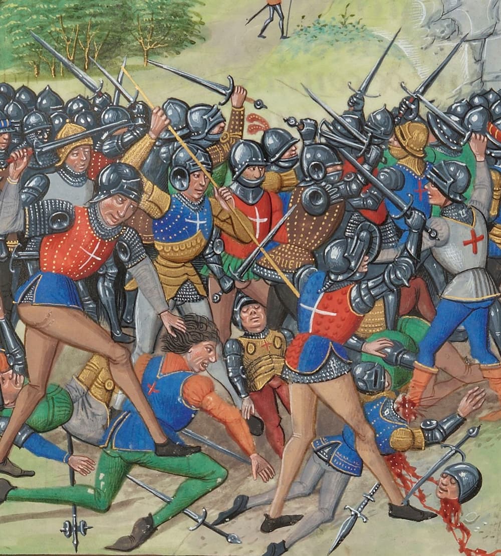 Détail de la bataille de Pontvallain en 1370 - BN 2643 folio 382r #Terressens