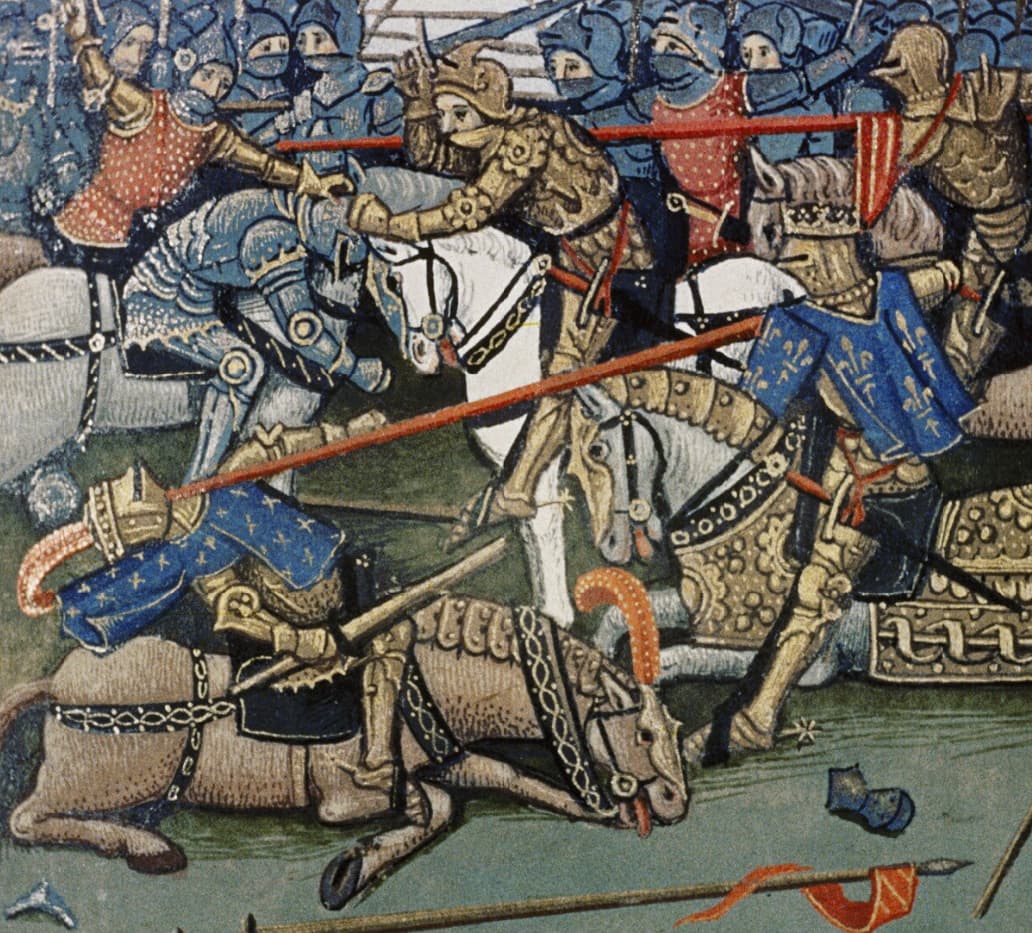 Bodleian Ms 195 folio 48r - détail d'une bataille dans le roman de la rose #Terressens