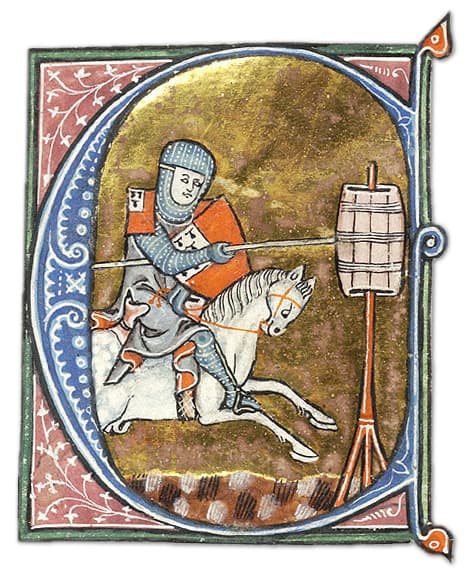 in MS.805 (Morgan library New York) Lancelot s'exerce à la quintaine. La tête de Turc n'est pas encore de mise #Terressens