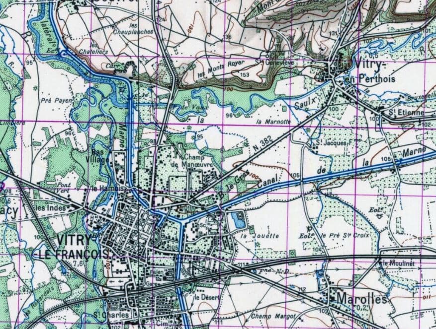 Vitry-le-François et Vitry en Perthois (état-major - 1950) #Terressens