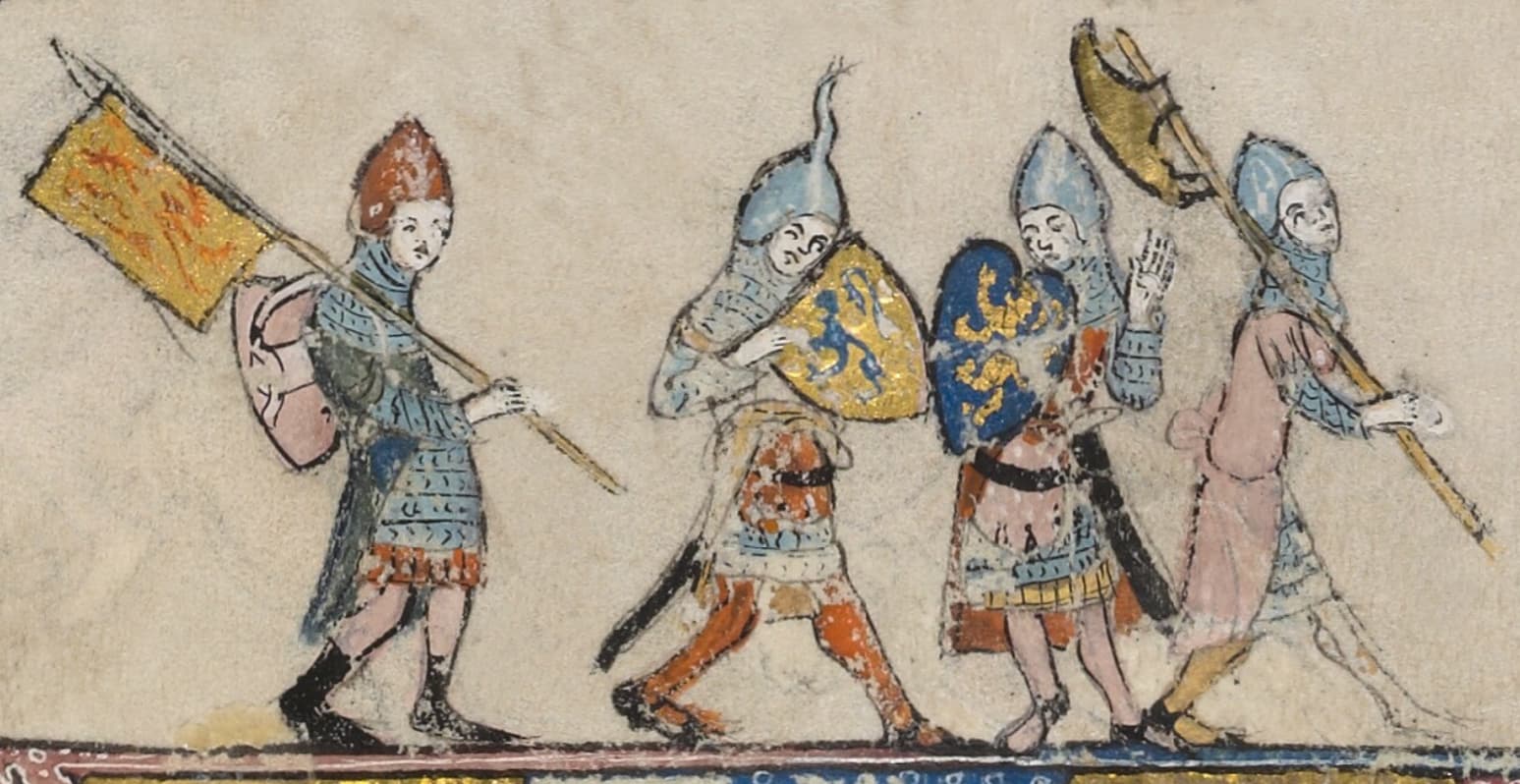 « Les hommes partent sans leur seigneur » in Bodleian 264 folio 95v° #Terressens