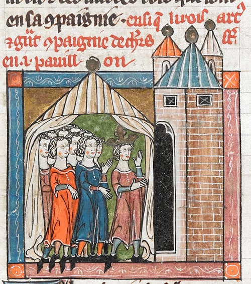 Arthur et ses compagnons  - folio 111 v° (dans ce manuscrit, aucune illustration ne se rapporte à la célèbre table ronde) #Terressens Arthur et ses compagnons  - folio 111 v° (dans ce manuscrit, aucune illustration ne se rapporte à la célèbre table ronde) #Terressens