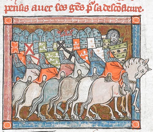 Malgré la défaite (« desconfiture ») et la tristesse qui se lit sur le visage du premier chevalier, les chevaux sont parfaitement alignés et restent dignes - folio 199 r° 
#Terressens Malgré la défaite (« desconfiture ») et la tristesse qui se lit sur le visage du premier chevalier, les chevaux sont parfaitement alignés et restent dignes - folio 199 r° #Terressens