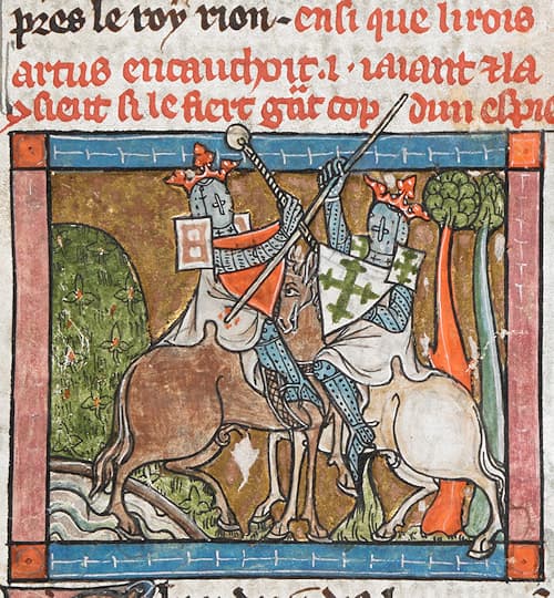 Arthur  affronte le géant Rion - folio 144 v°  #Terressens Arthur  affronte le géant Rion - folio 144 v°  #Terressens